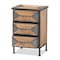 Baxton Studio Laurel Rustic Antique Grey Metal and Whitewashed Oak Brown Finished Wood 3-Drawer Nightstand 182-11736-Zoro - alternate 2